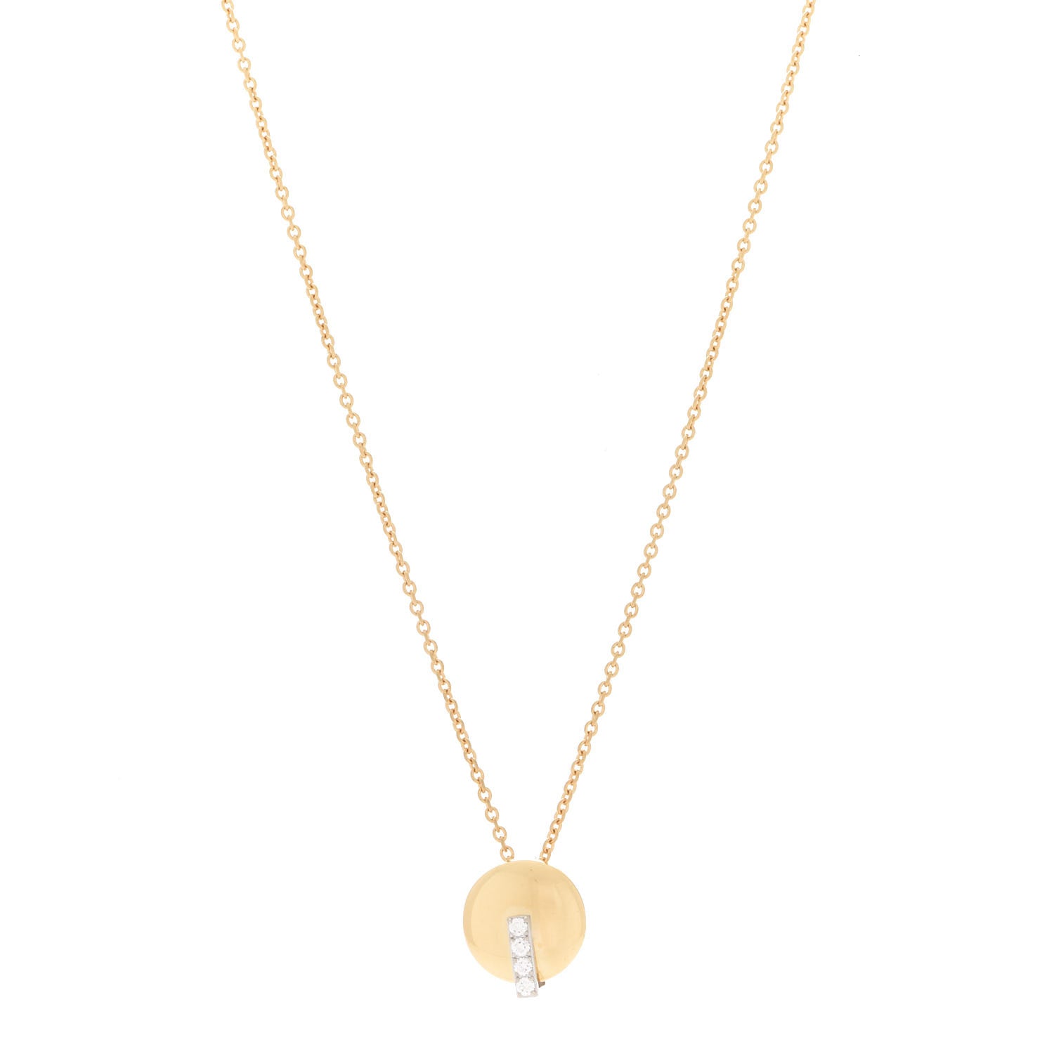 Roberto Coin 18K Yellow Gold White Gold Diamond Disc Pendant Necklace 1 of 6