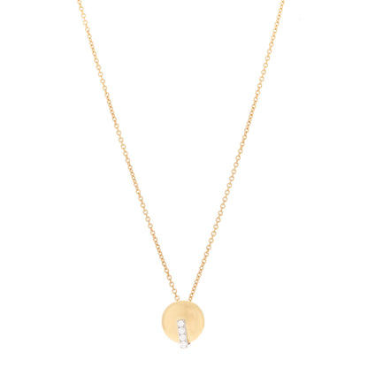 Roberto Coin 18K Yellow Gold White Gold Diamond Disc Pendant Necklace 1 of 6