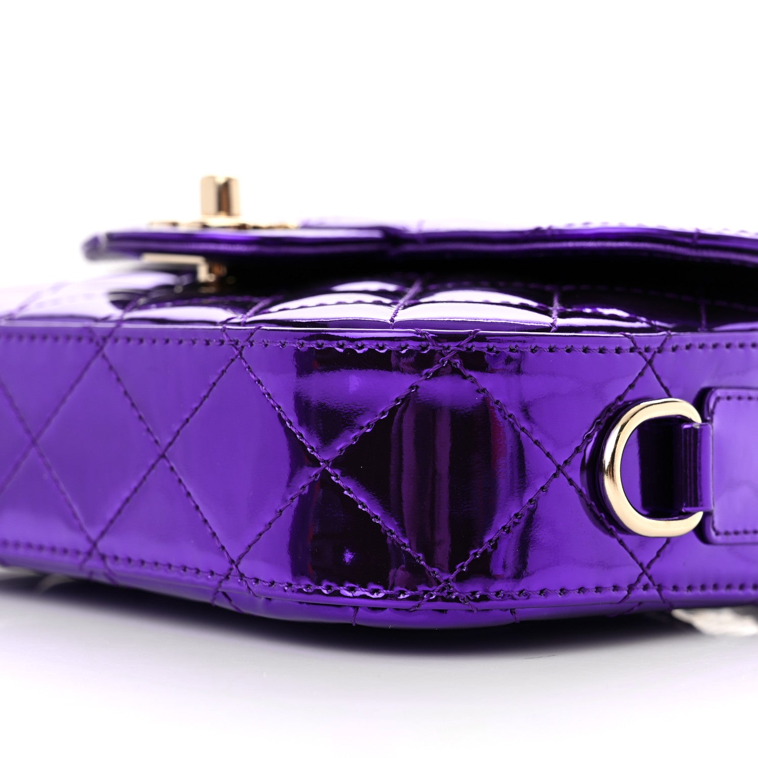 Chanel Mirror Calfskin Metallic Calfskin Quilted Hollywood Boulevard Mini Flap With Star Coin Purse Purple 11 of 12