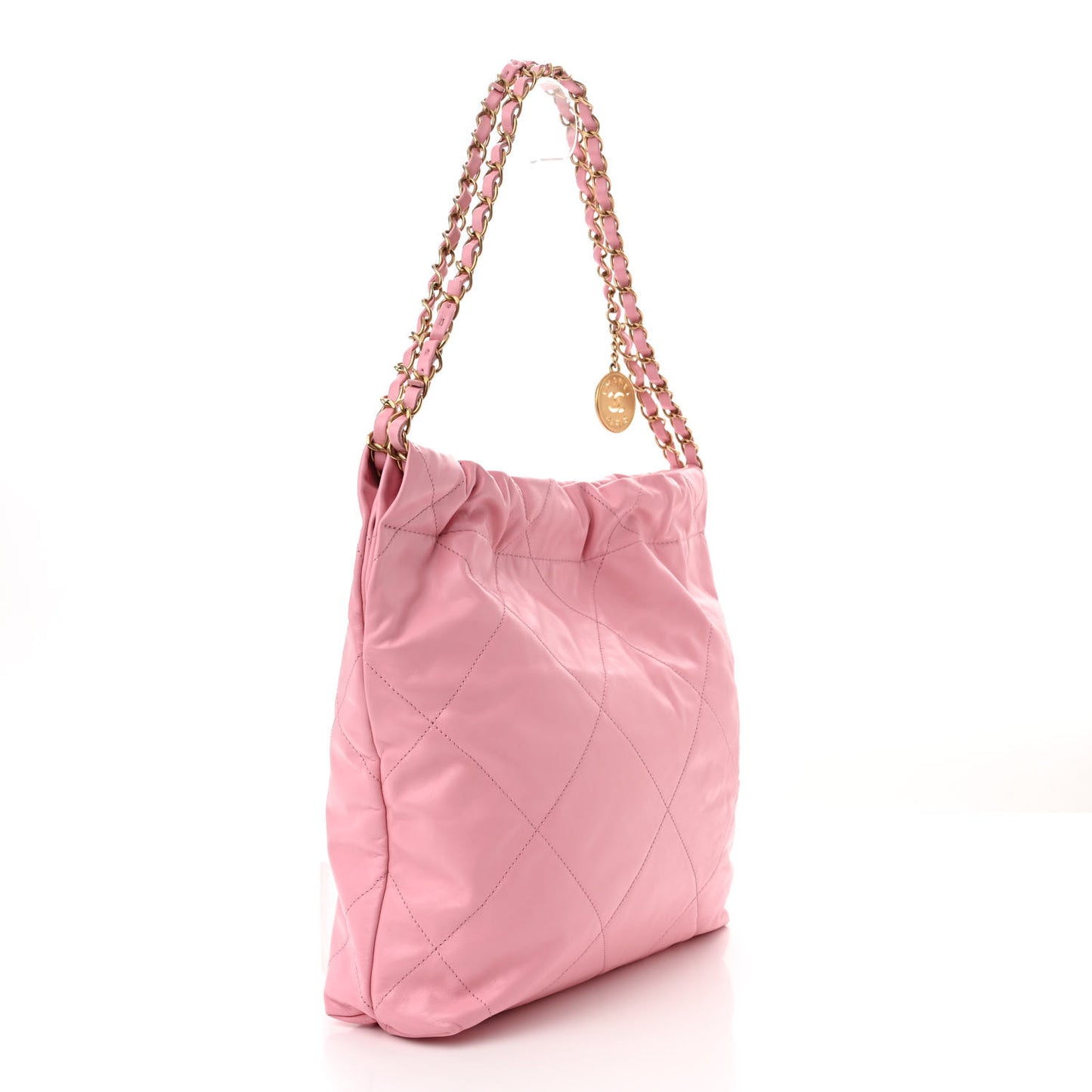 Shiny Calfskin Quilted Small Chanel 22 Light Pink