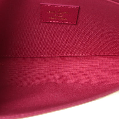Louis Vuitton Damier Azur Studded Pochette Felicie Chain Wallet Fuchsia 6 of 9