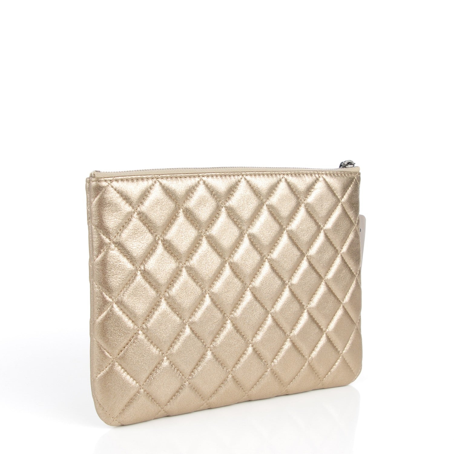 Chanel Metallic Lambskin Quilted Medium Cosmetic Case Gold 3 of 7