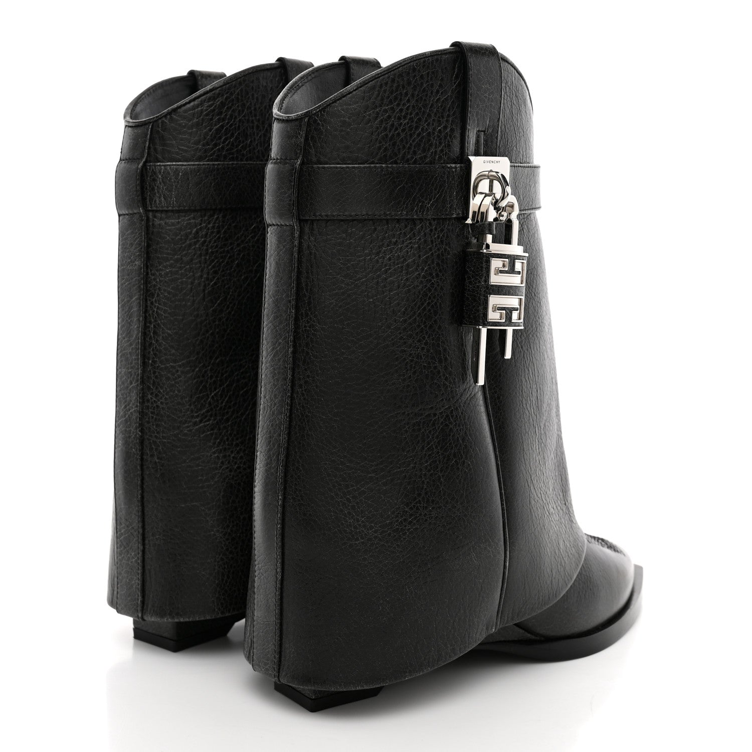 Givenchy Aged Calfskin Cowboy Shark Lock Ankle Boots  36 Black 5 of 8