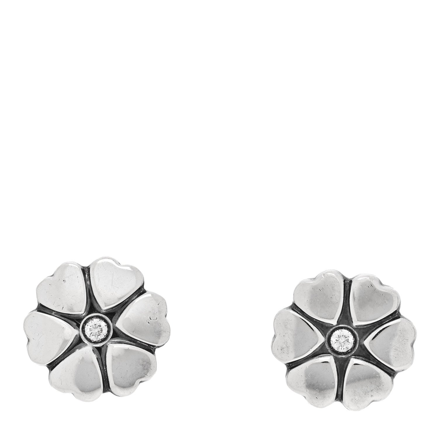 Tiffany Sterling Silver Diamond Paloma Picasso Crown of Hearts Earrings 1 of 4