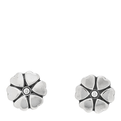 Tiffany Sterling Silver Diamond Paloma Picasso Crown of Hearts Earrings 1 of 4