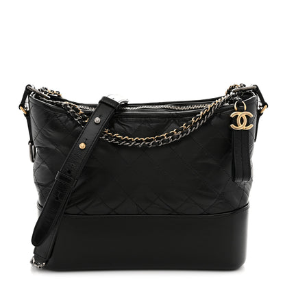 Chanel Aged Calfskin Quilted Medium Gabrielle Hobo Black 1 of 12