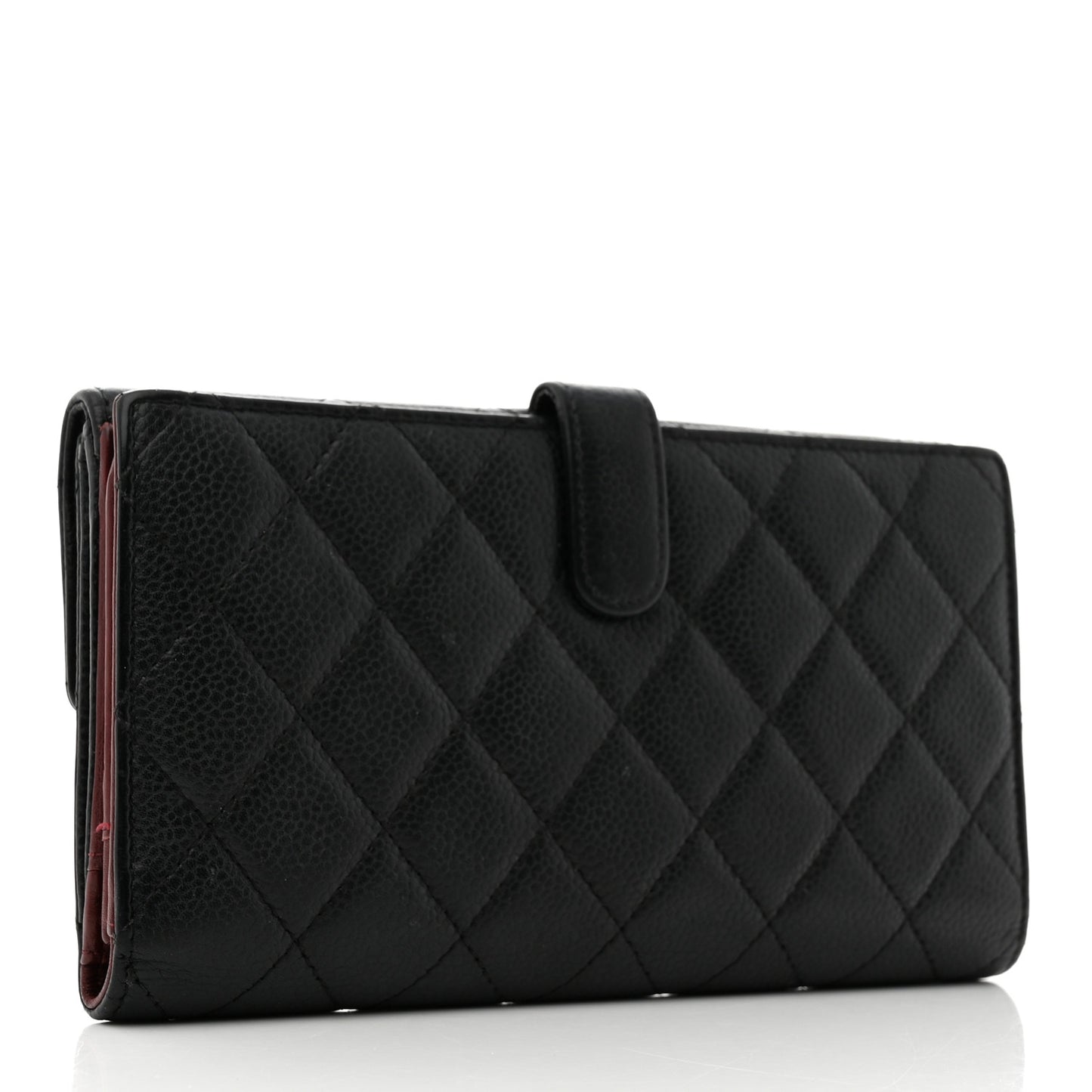 Caviar Quilted CC Long Double Wallet Black