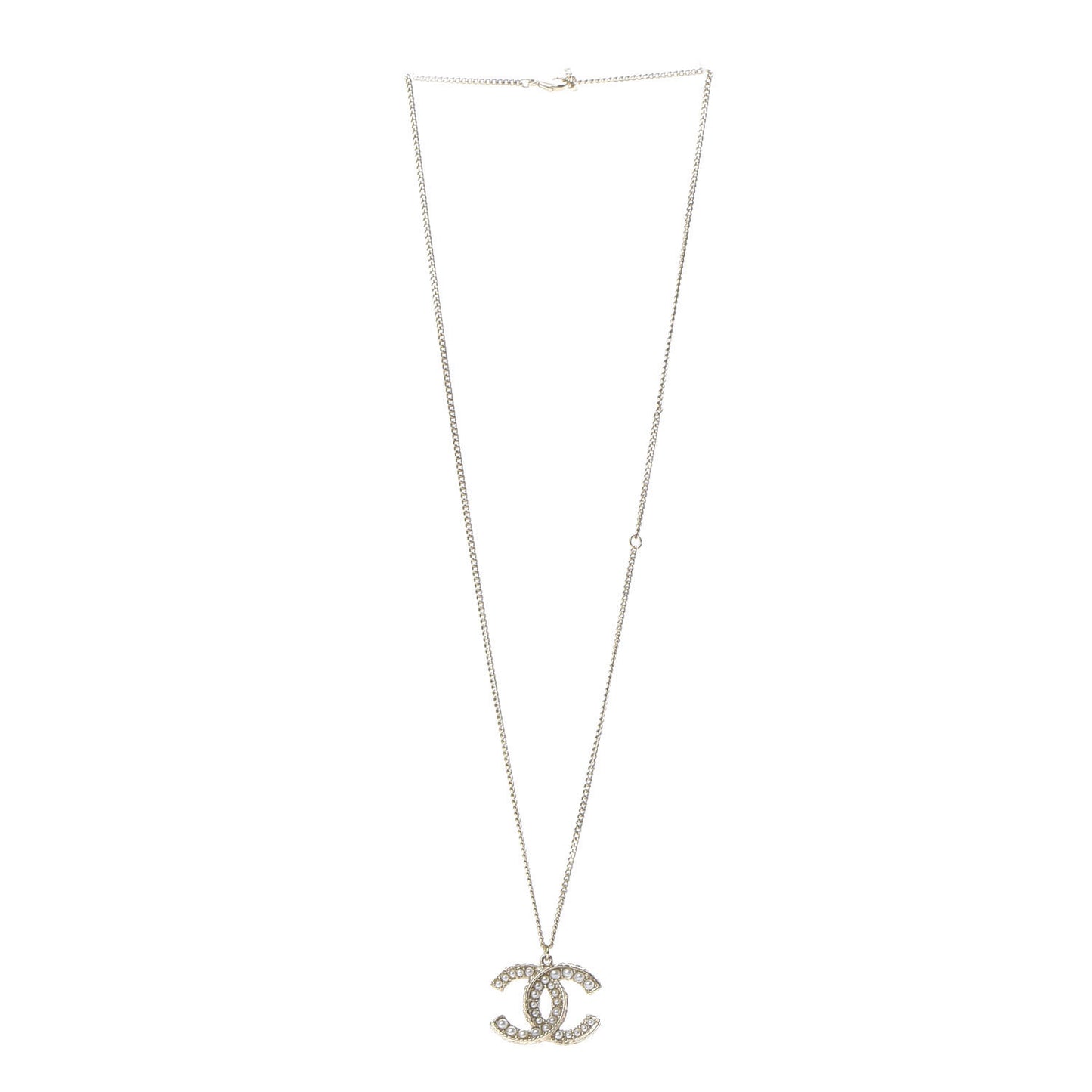Pearl CC Pendant Necklace Gold
