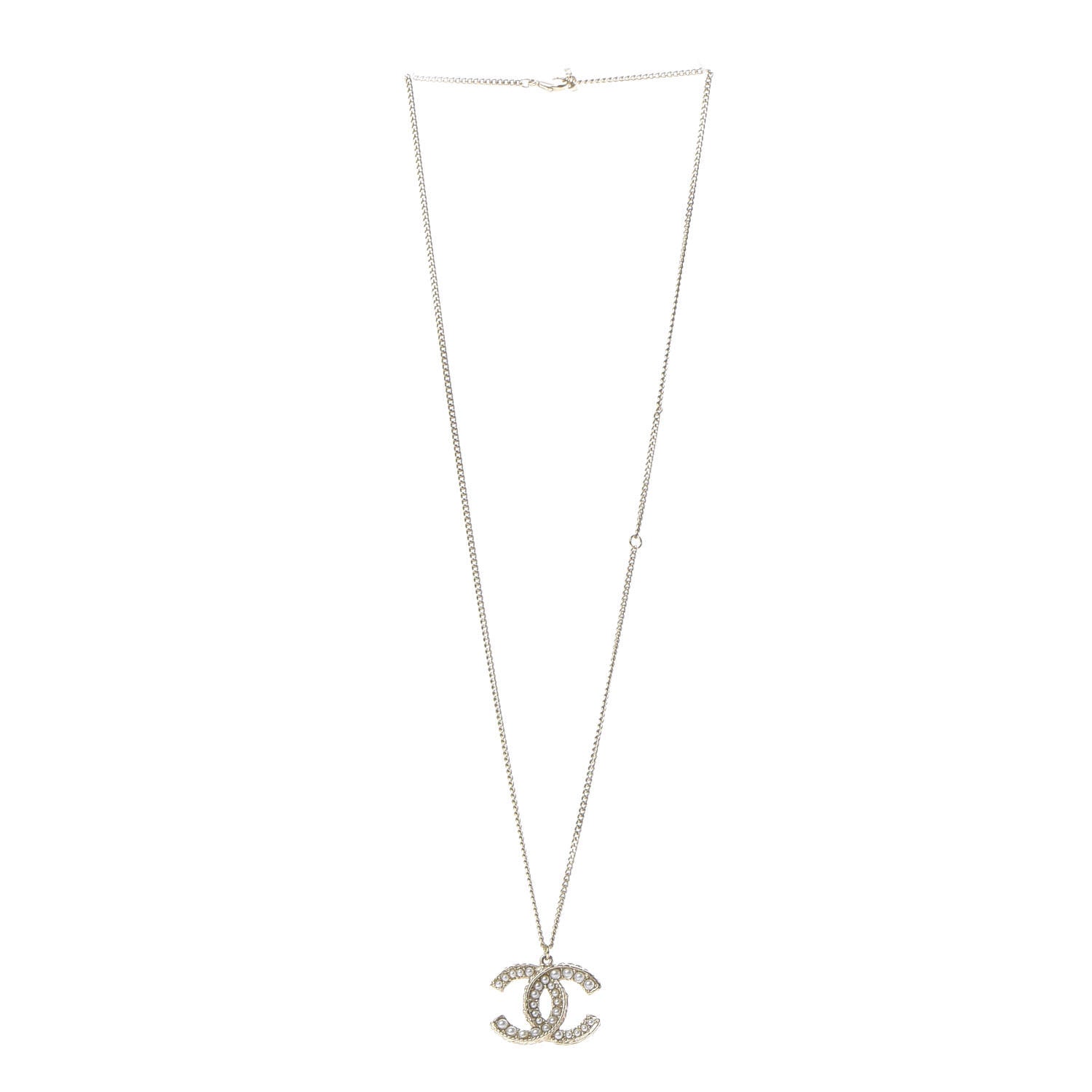 Chanel Pearl CC Pendant Necklace Gold 1 of 5