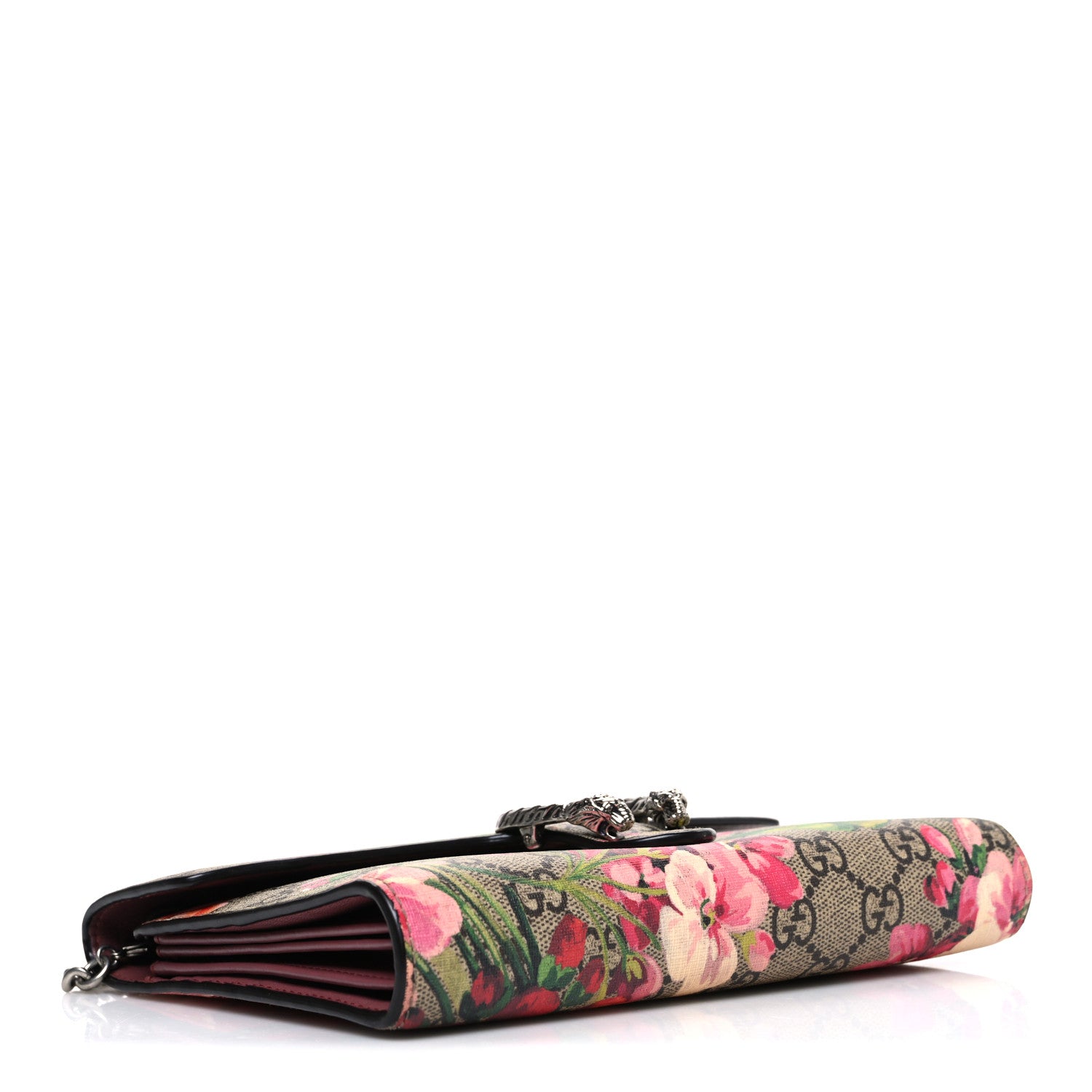 Gucci GG Supreme Monogram Blooms Mini Dionysus Chain Wallet Beige Multicolor Dry Rose 4 of 10