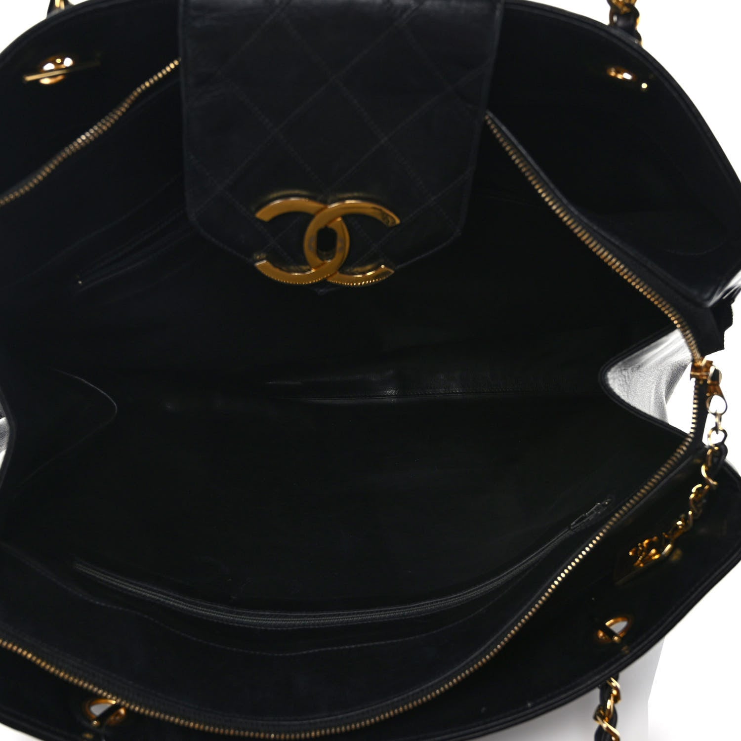 Chanel Canvas Lambskin Quilted Shopper Tote Black 4 of 9
