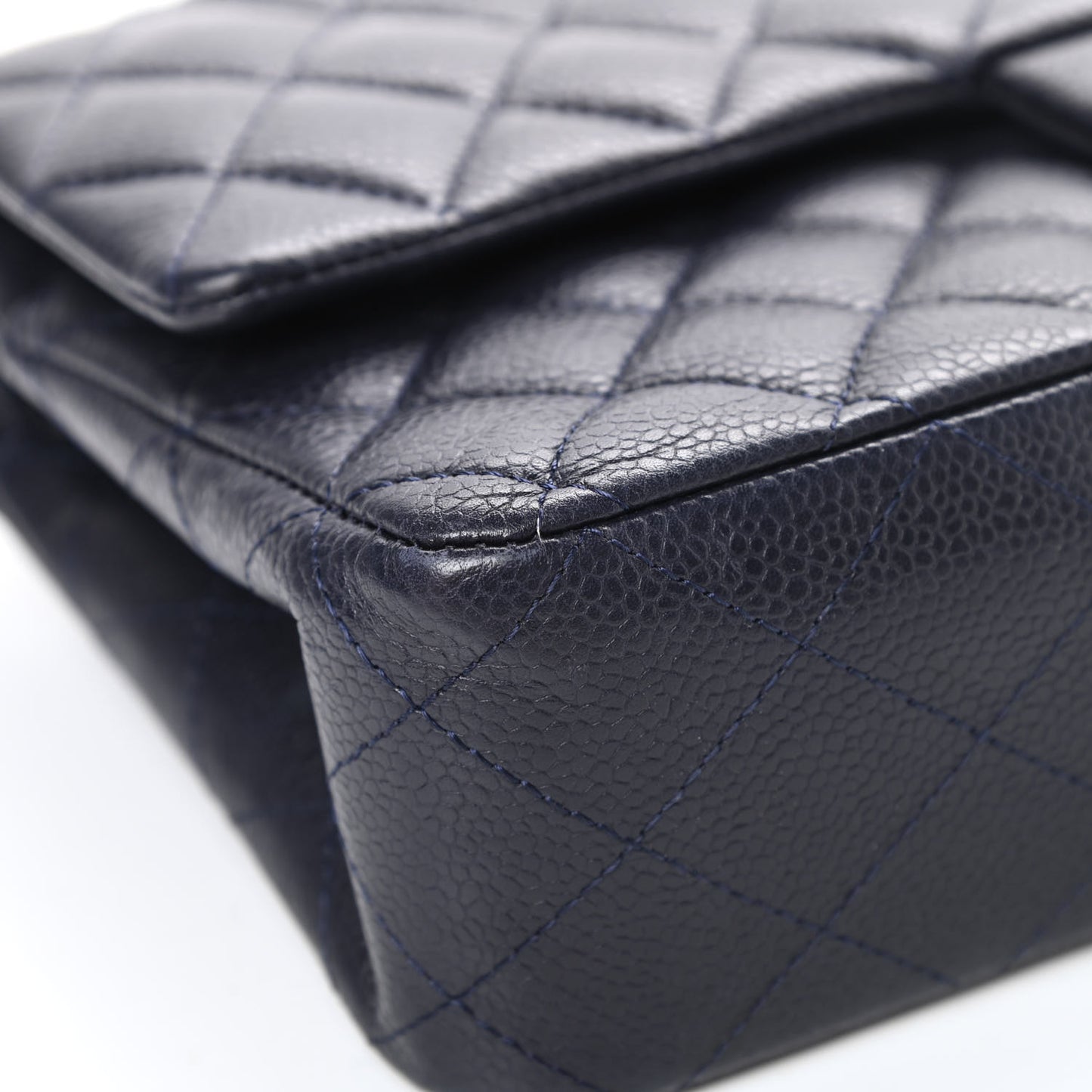 Lambskin Quilted Medium Double Flap Navy