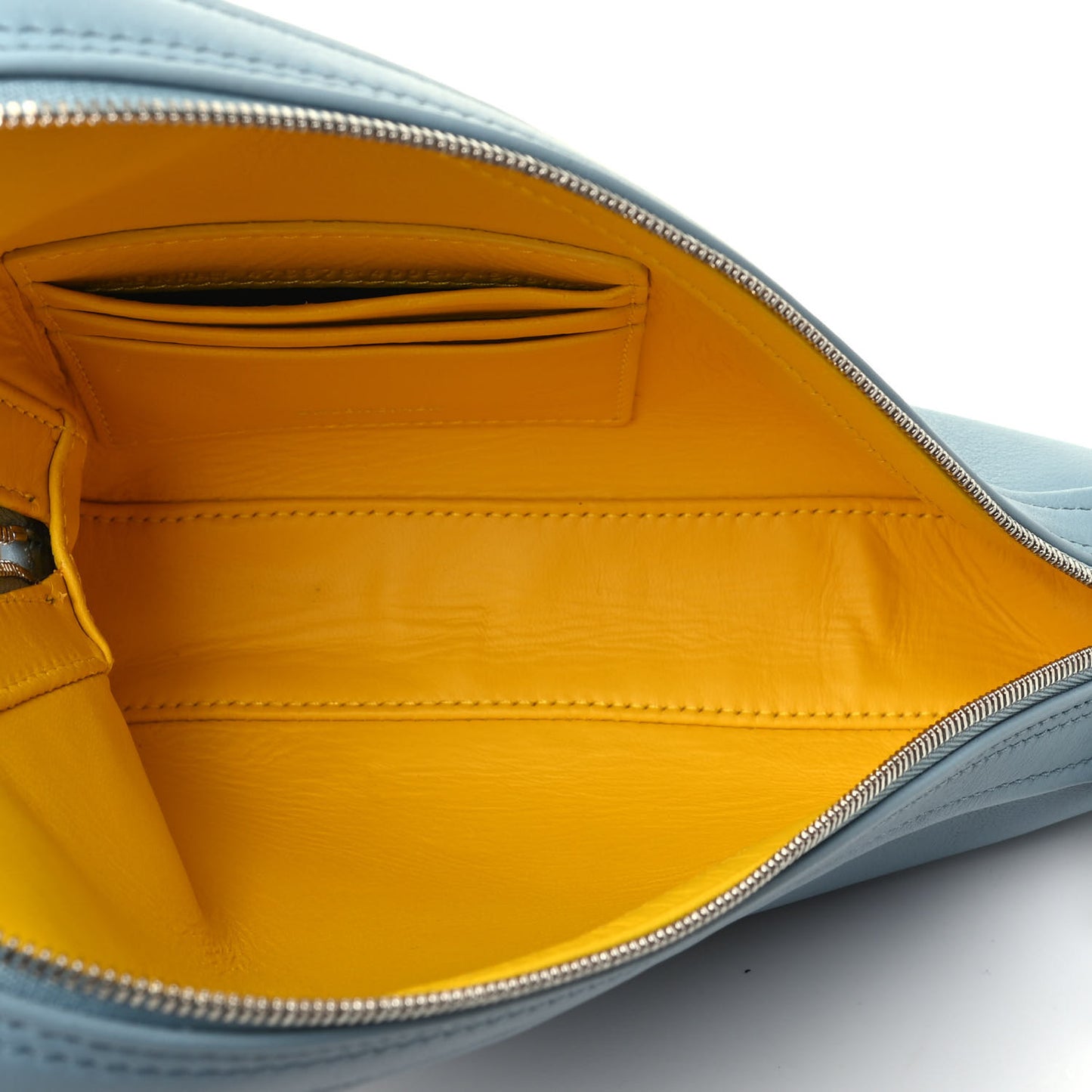 Shiny Day Calfskin Logo M Triangle Pouch Grey Blue White