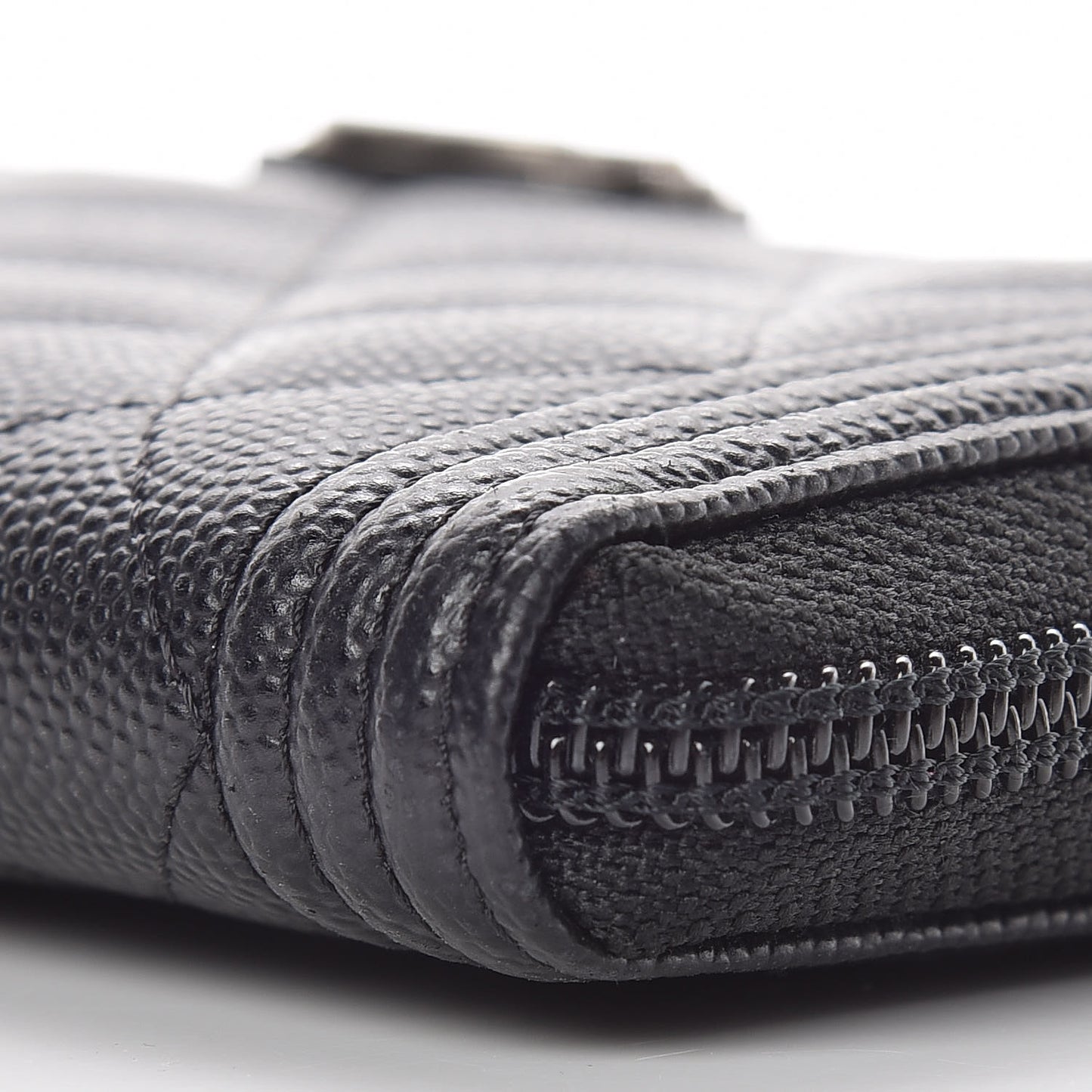 Caviar Quilted Boy Long Zip Around Wallet Black