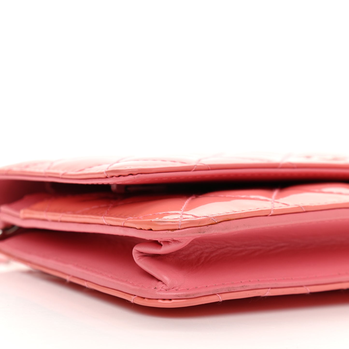 Patent Quilted Wallet On Chain WOC Coral