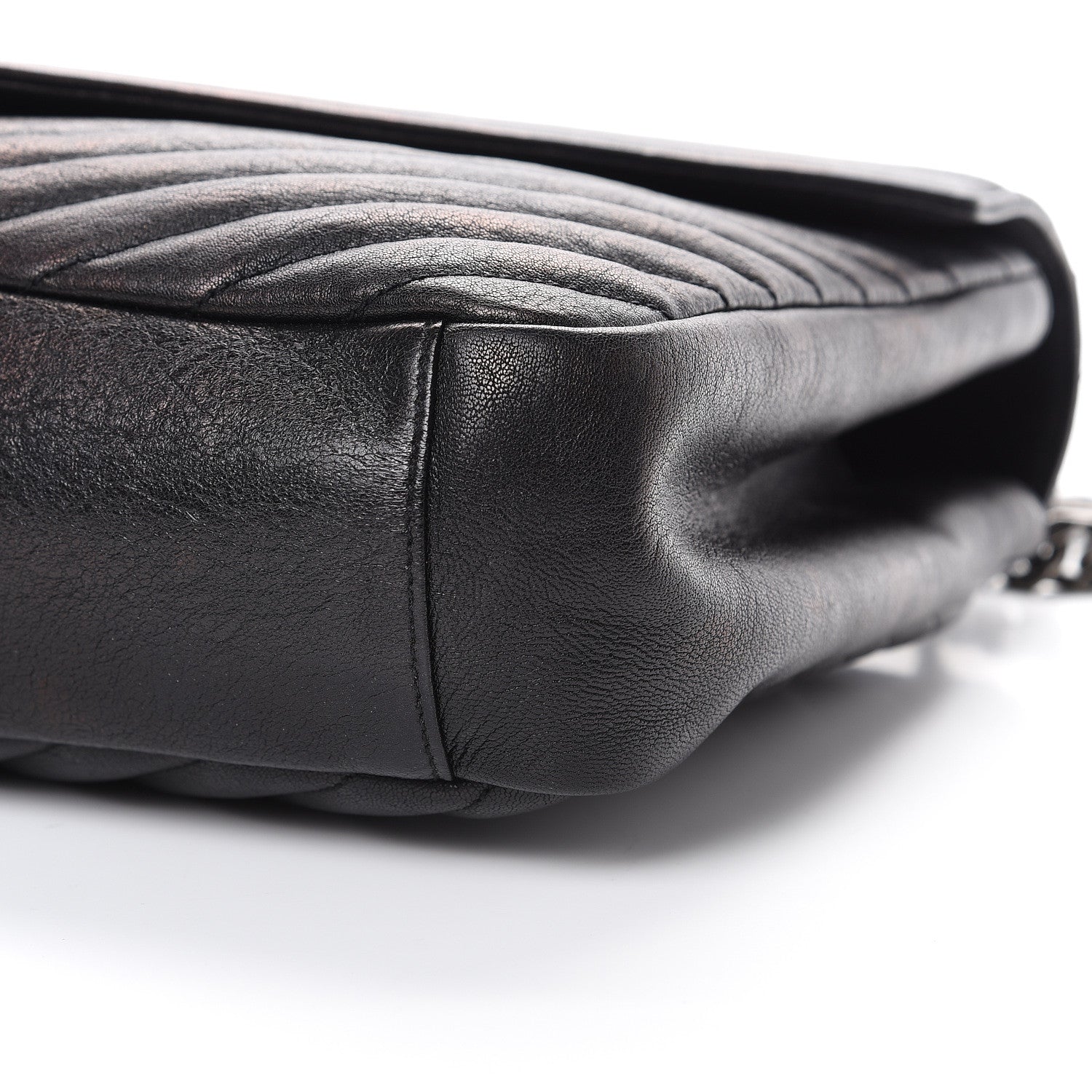 Saint Laurent Sheepskin Matelasse Chevron Monogram Large College Satchel Black 10 of 12