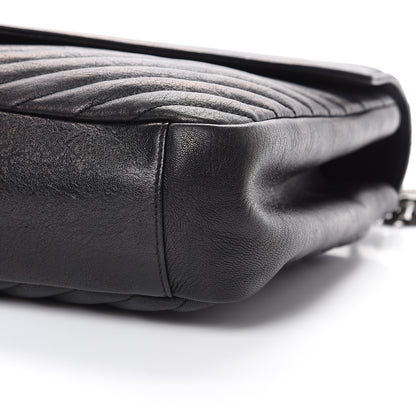 Saint Laurent Sheepskin Matelasse Chevron Monogram Large College Satchel Black 10 of 12