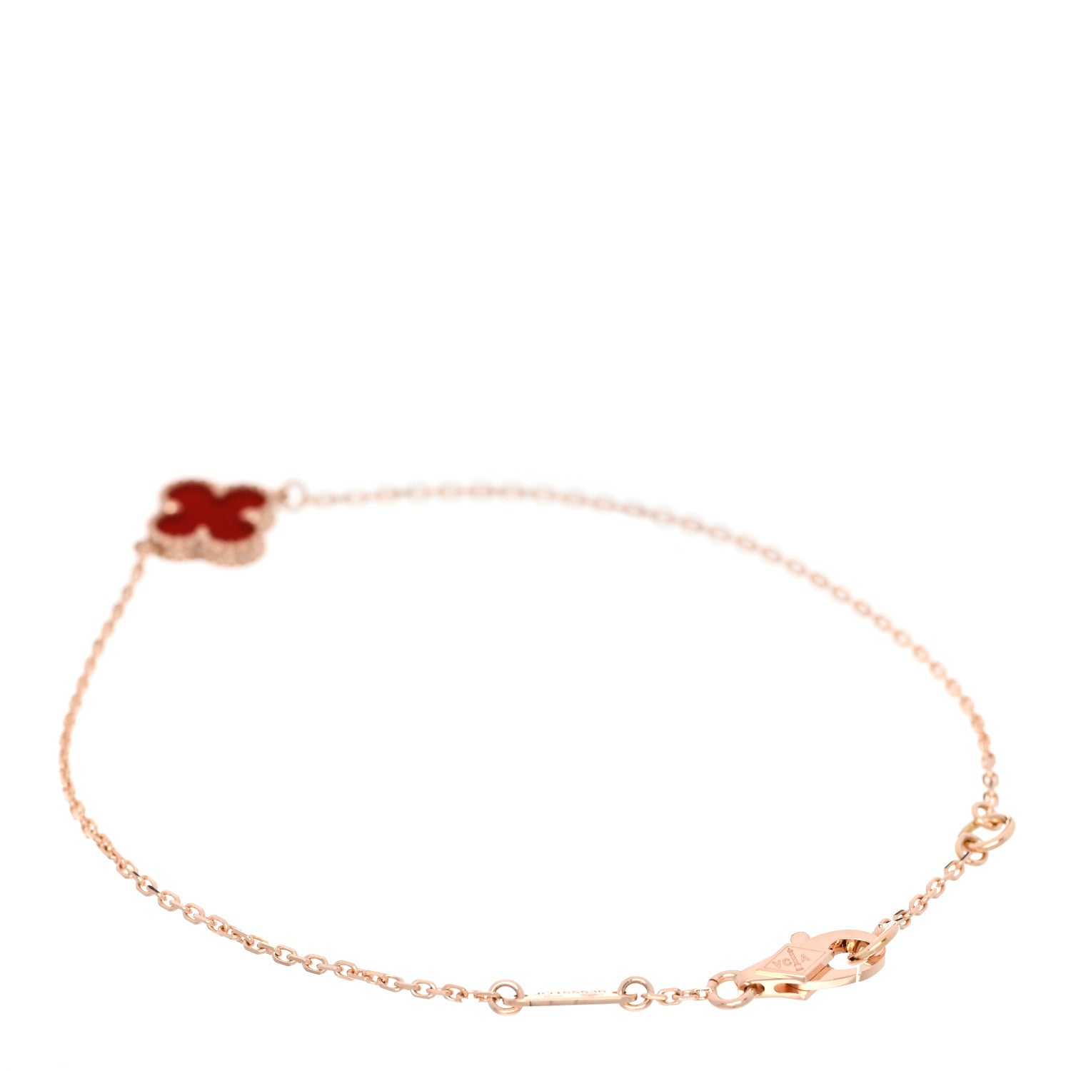 Van Cleef & Arpels 18K Rose Gold Carnelian Sweet Alhambra Bracelet 2 of 5