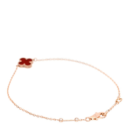 Van Cleef & Arpels 18K Rose Gold Carnelian Sweet Alhambra Bracelet 2 of 5