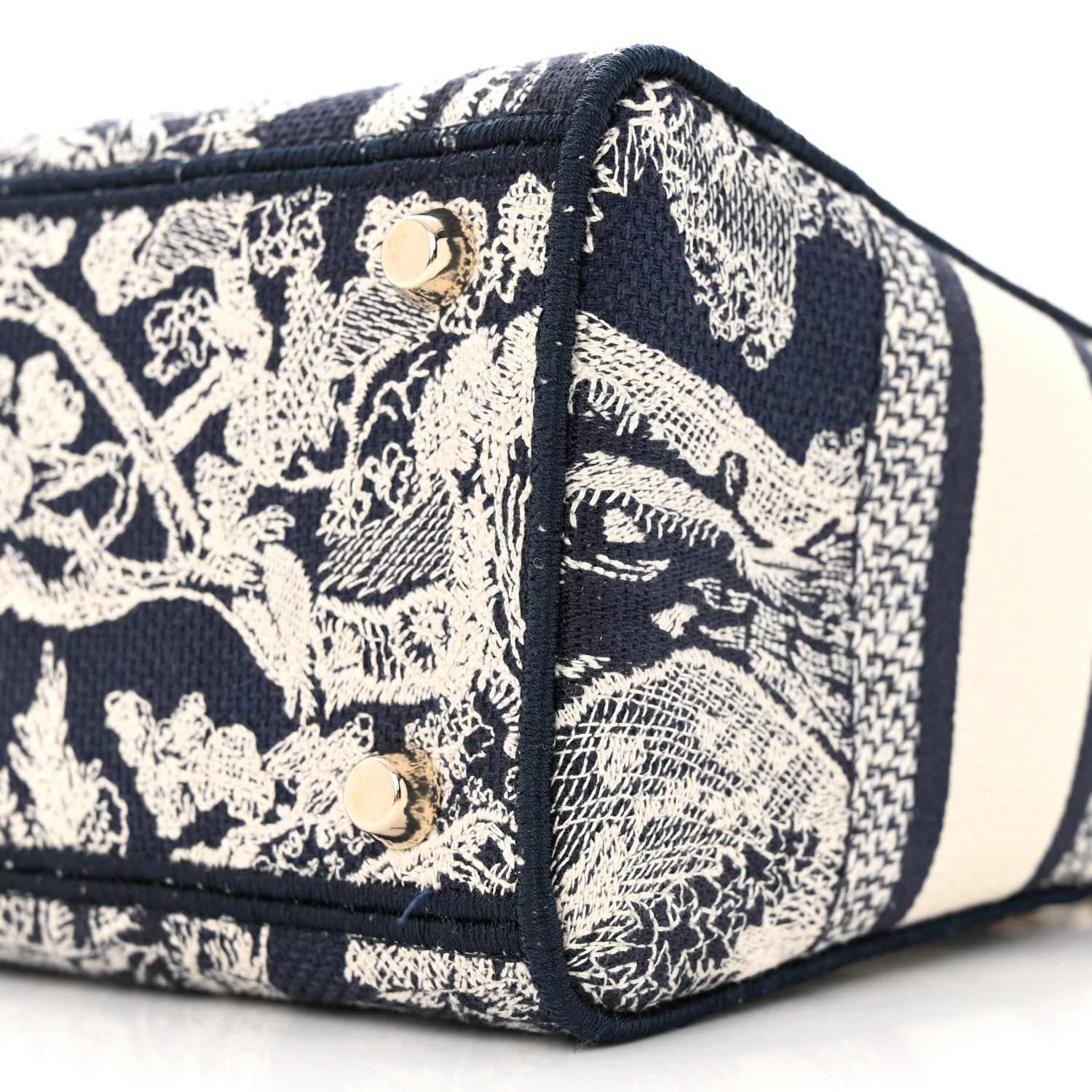 Christian Dior Canvas Toile De Jouy Reverse Embroidered Medium Lady D-Lite Navy 9 of 9