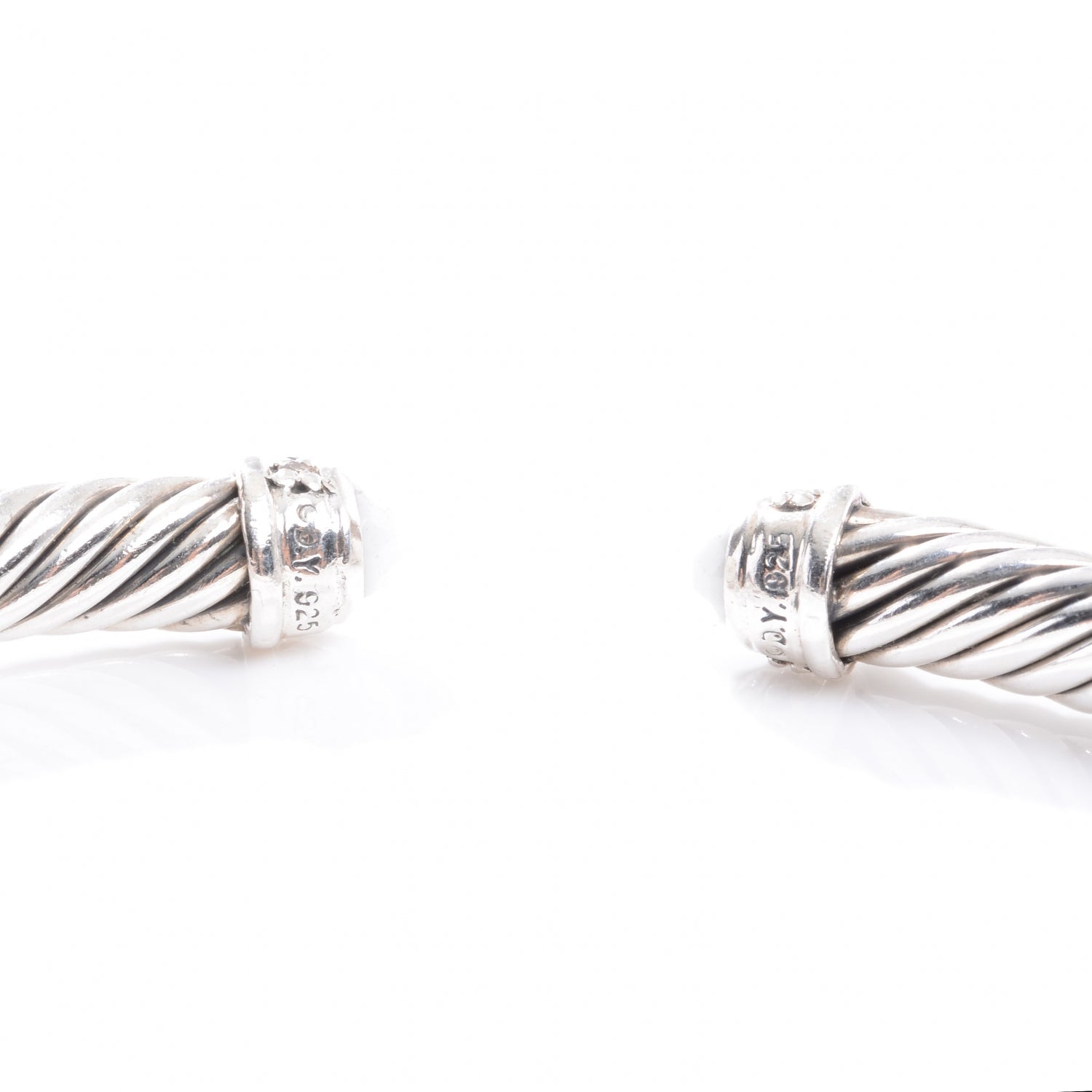 David Yurman Sterling Silver Diamond White Agate 5mm Cable Classics Bracelet 4 of 5