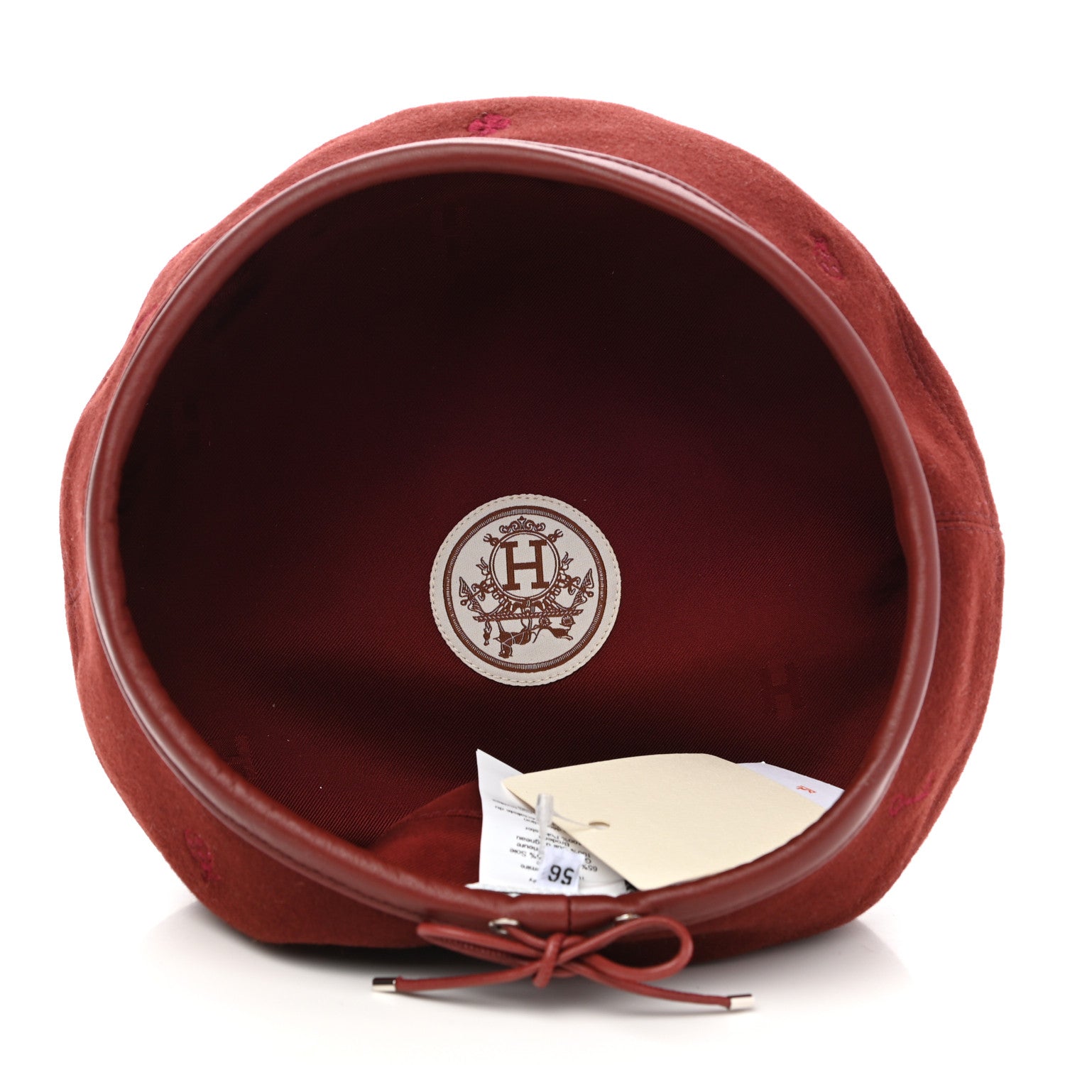 Hermes Cashmere Saint Honore Charms Beret Hat 56 Rouge Tomate 7 of 9