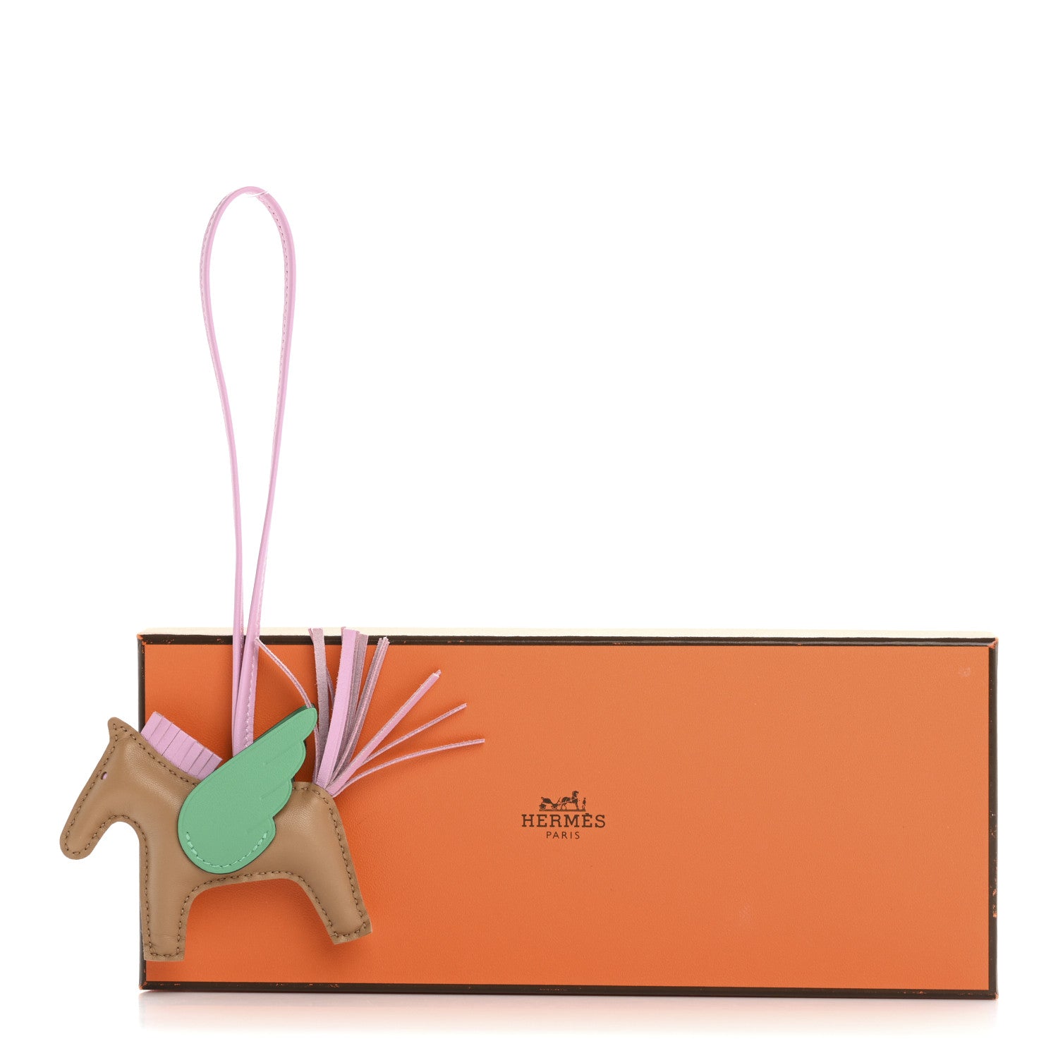 Hermes Milo Lambskin Grigri Rodeo Pegase Horse Bag Charm PM Chai Mauve Sylvestre Menthe 5 of 5