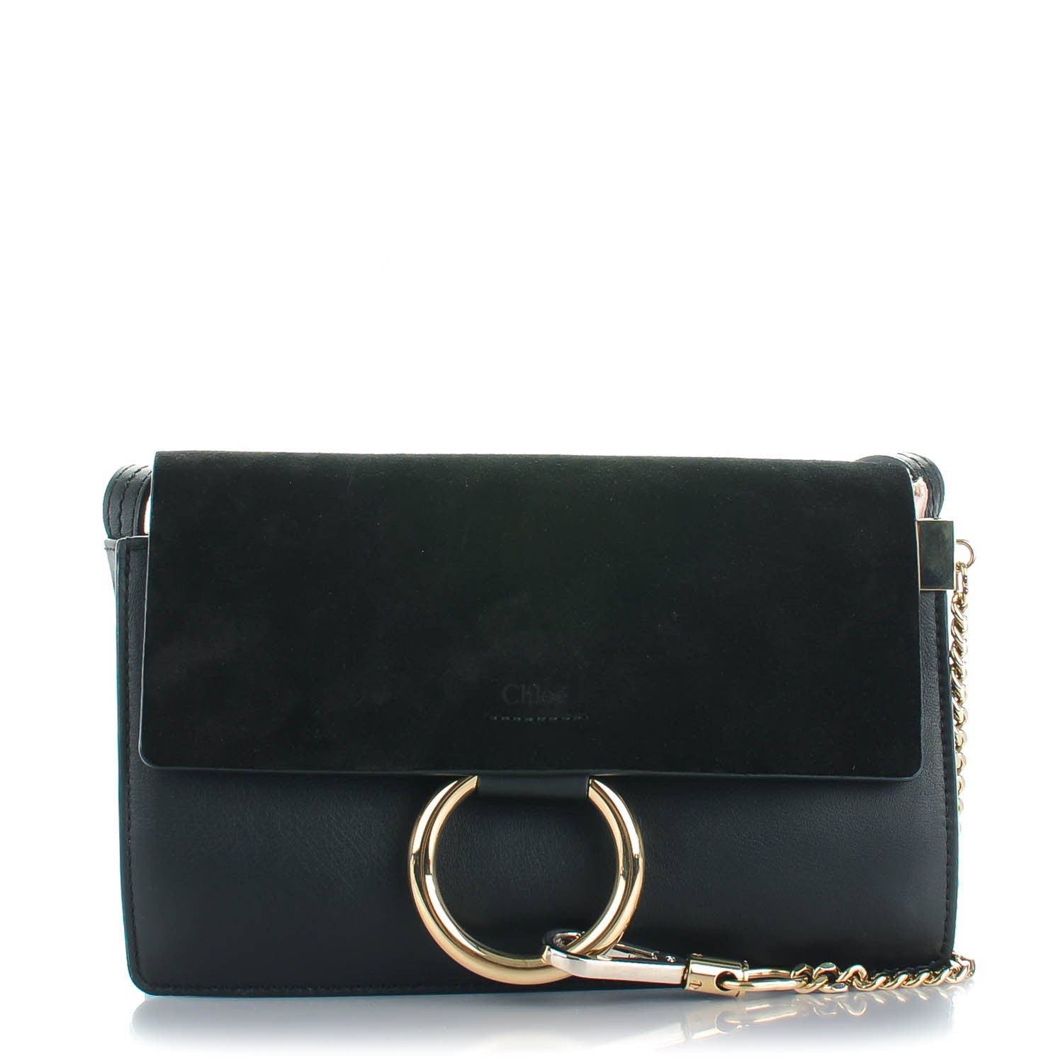 Chloe Suede Calfskin Small Faye Shoulder Bag Black 1 of 7