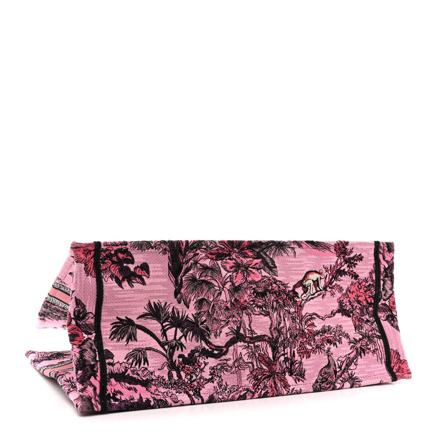 Christian Dior Canvas Embroidered Large Toile de Jouy Voyage Book Tote Fuchsia Multicolor 4 of 12