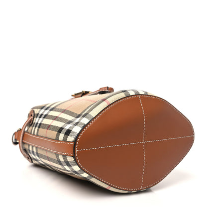 Burberry E-Canvas Vintage Check Mini Drawstring Bucket Bag Briar Brown 4 of 10