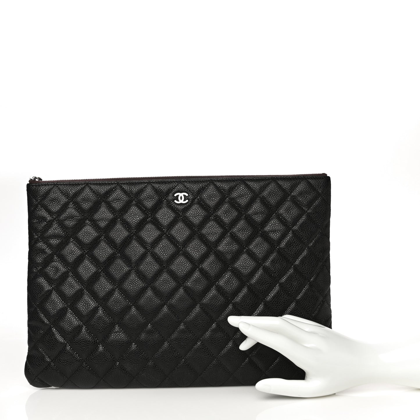 Caviar Quilted Large Cosmetic Case Black