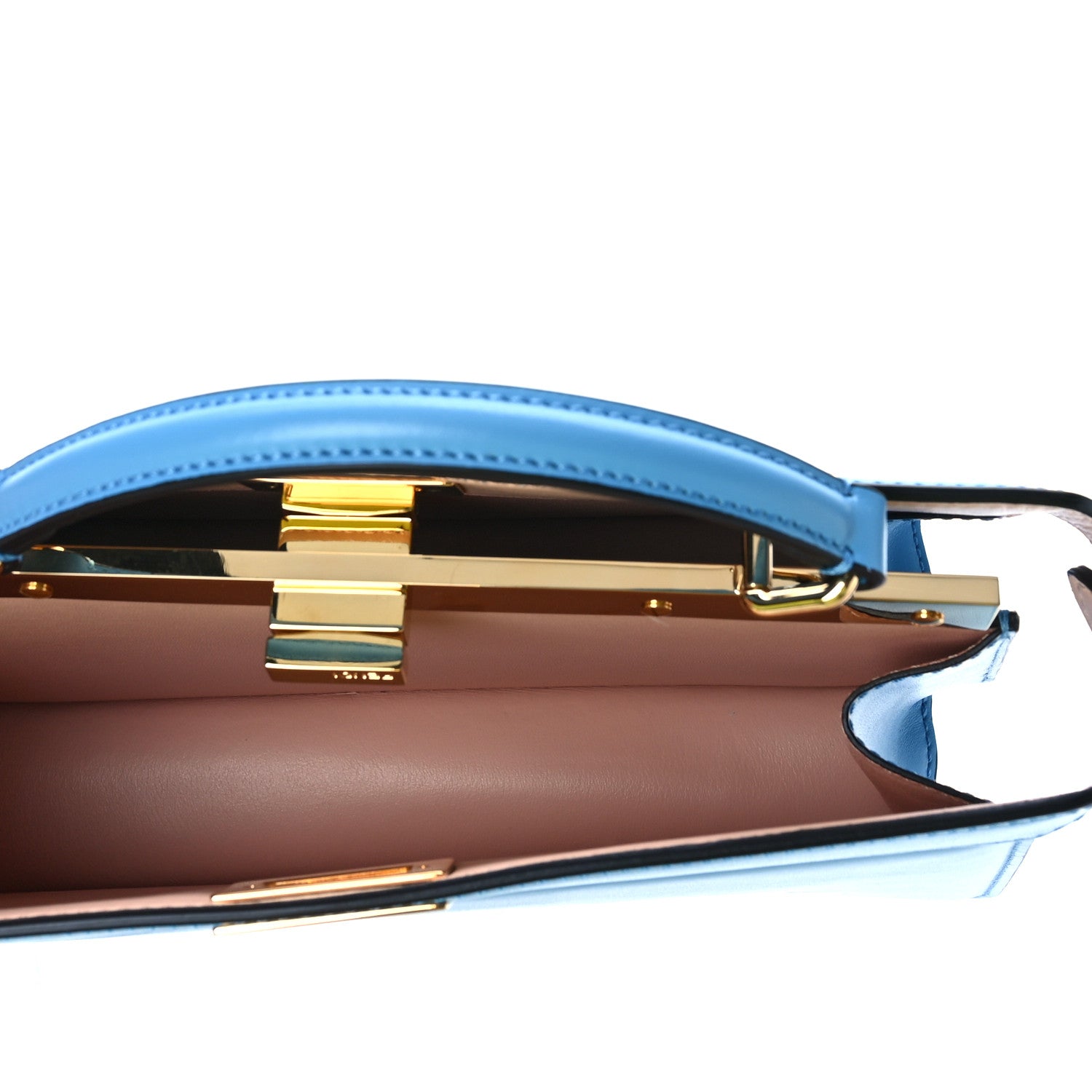 Fendi Vitello King Luxor Shiny Nappa Medium Peekaboo I SEE U East West Satchel Cyber Blue Light Rose 5 of 8