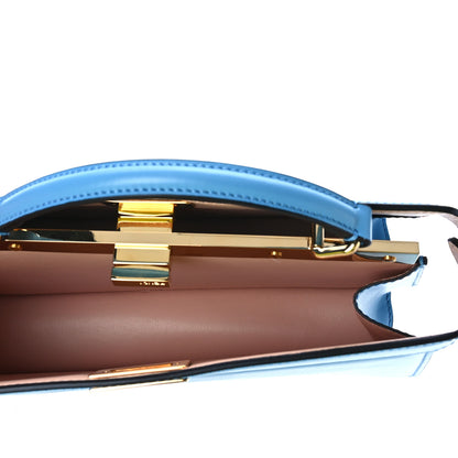 Fendi Vitello King Luxor Shiny Nappa Medium Peekaboo I SEE U East West Satchel Cyber Blue Light Rose 5 of 8