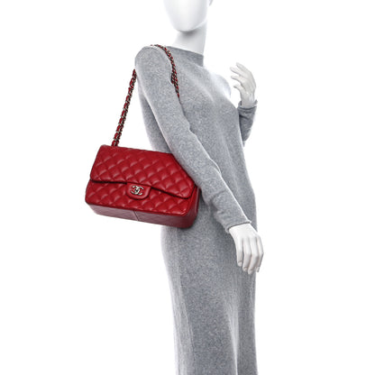 Chanel Lambskin Quilted Jumbo Double Flap Red 2 of 11