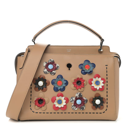 Fendi Calfskin Flowerland Studded Dotcom Satchel Cuoio Multicolor 1 of 15