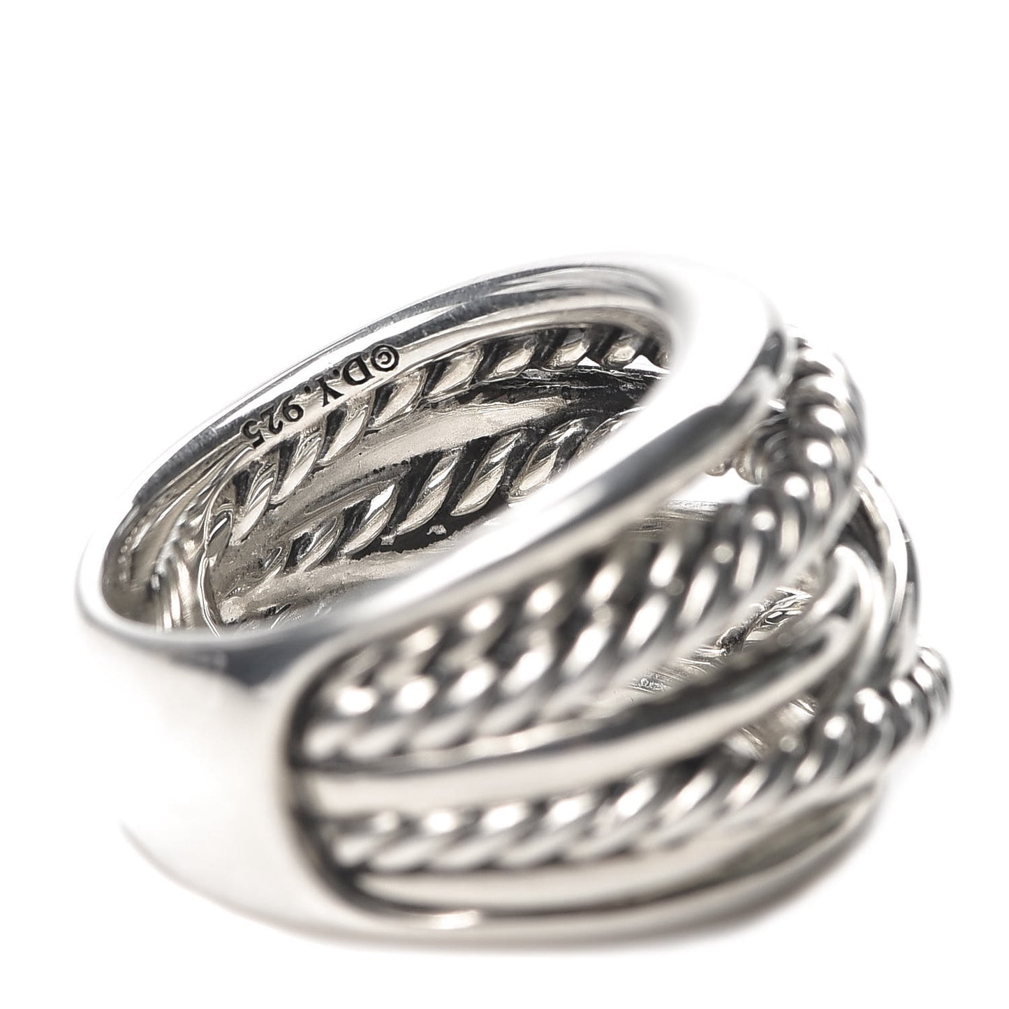 Sterling Silver 18mm Wide Crossover Cable Ring 57 8