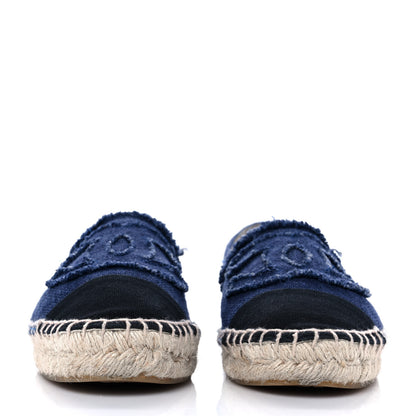 Chanel Denim Toile CC Espadrilles 37 Navy Black 2 of 9