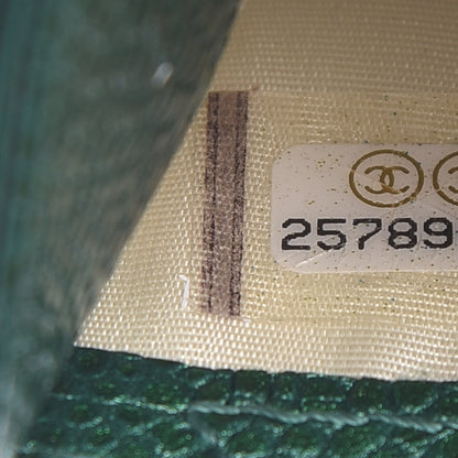 Chanel Metallic Caviar Quilted Card Holder Green 8 of 9