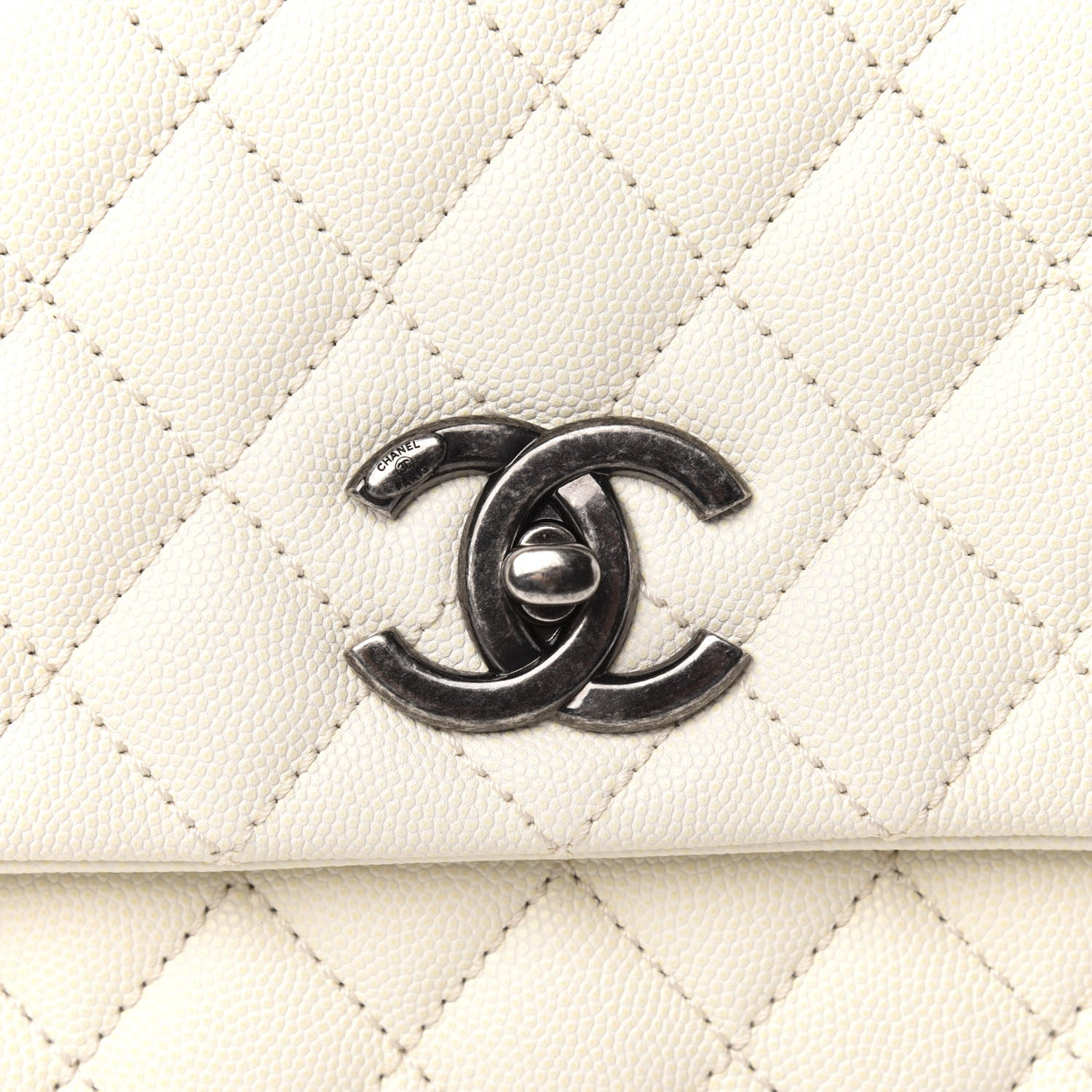 Chanel Caviar Lizard Quilted Medium Coco Handle Flap White 10 of 11