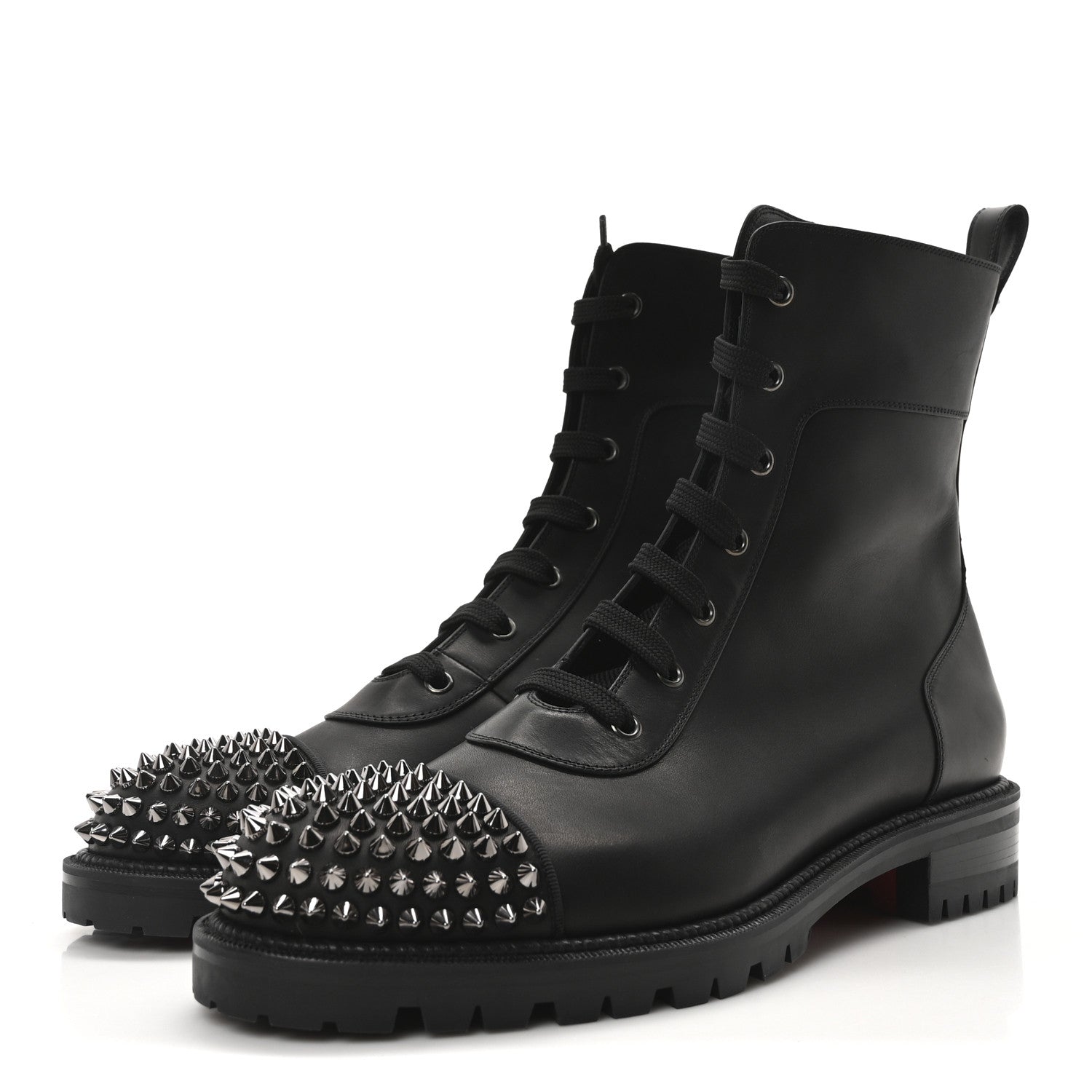 Christian Louboutin Calfskin Spikes TS Croc Flat Boots 42 Black 4 of 9