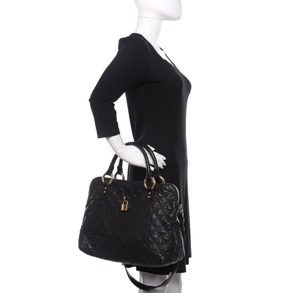 Marc Jacobs Calfskin Quilted Rio Satchel Tote Bag Black 3 of 11