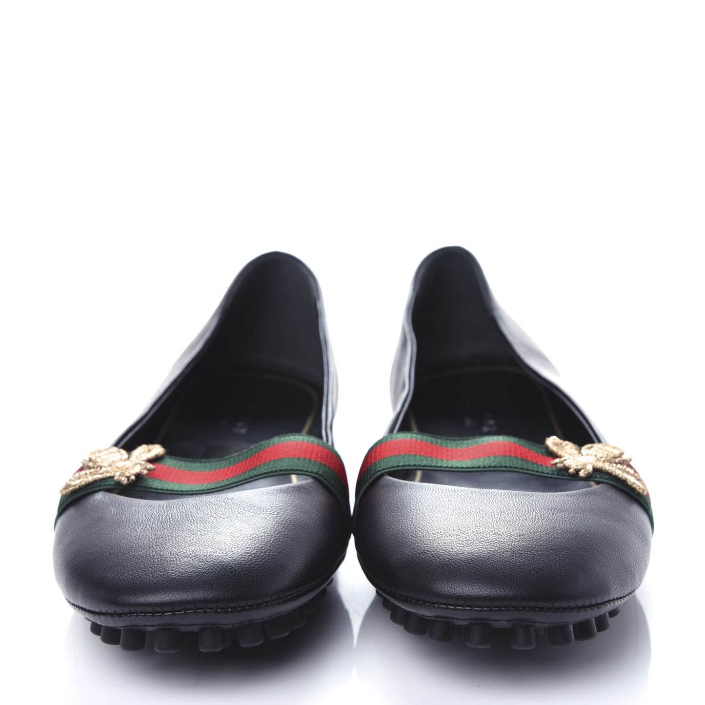 Calfskin Bayadere Bee Ballerina Flats 39 Black