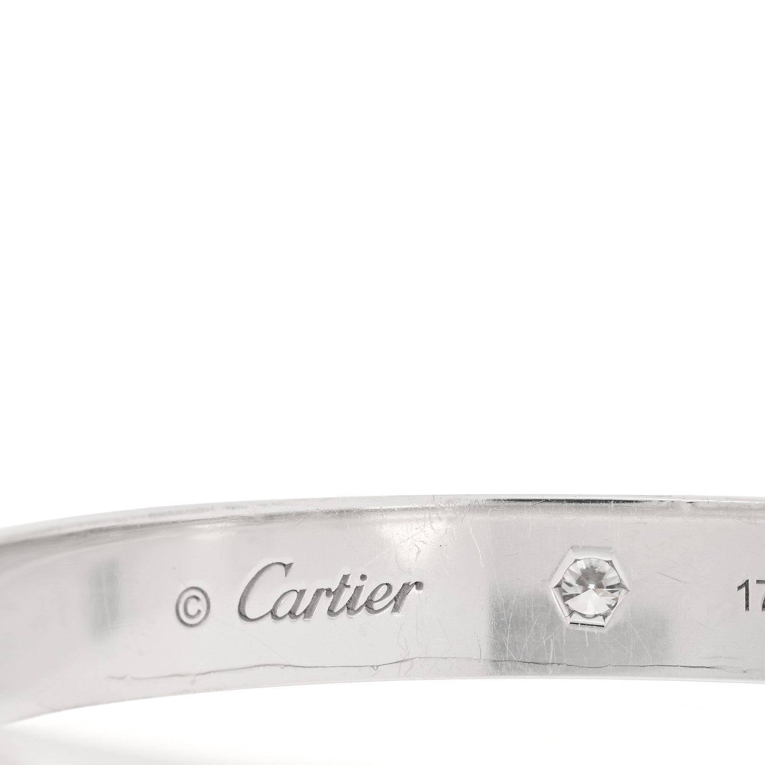 Cartier 18K White Gold 4 Diamond LOVE Bracelet 17 3 of 5