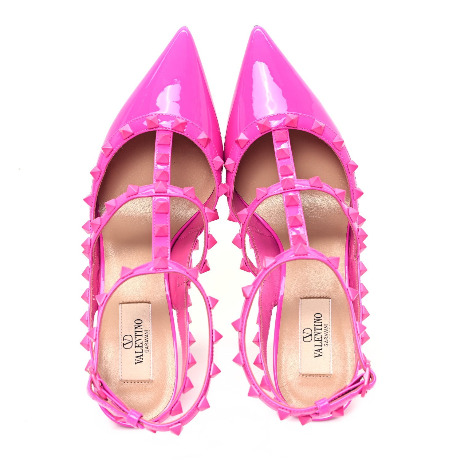 Valentino Garavani Patent Lacquer Monochrome Rockstud Ankle Strap 100mm Pumps 39.5 Pink PP 2 of 11
