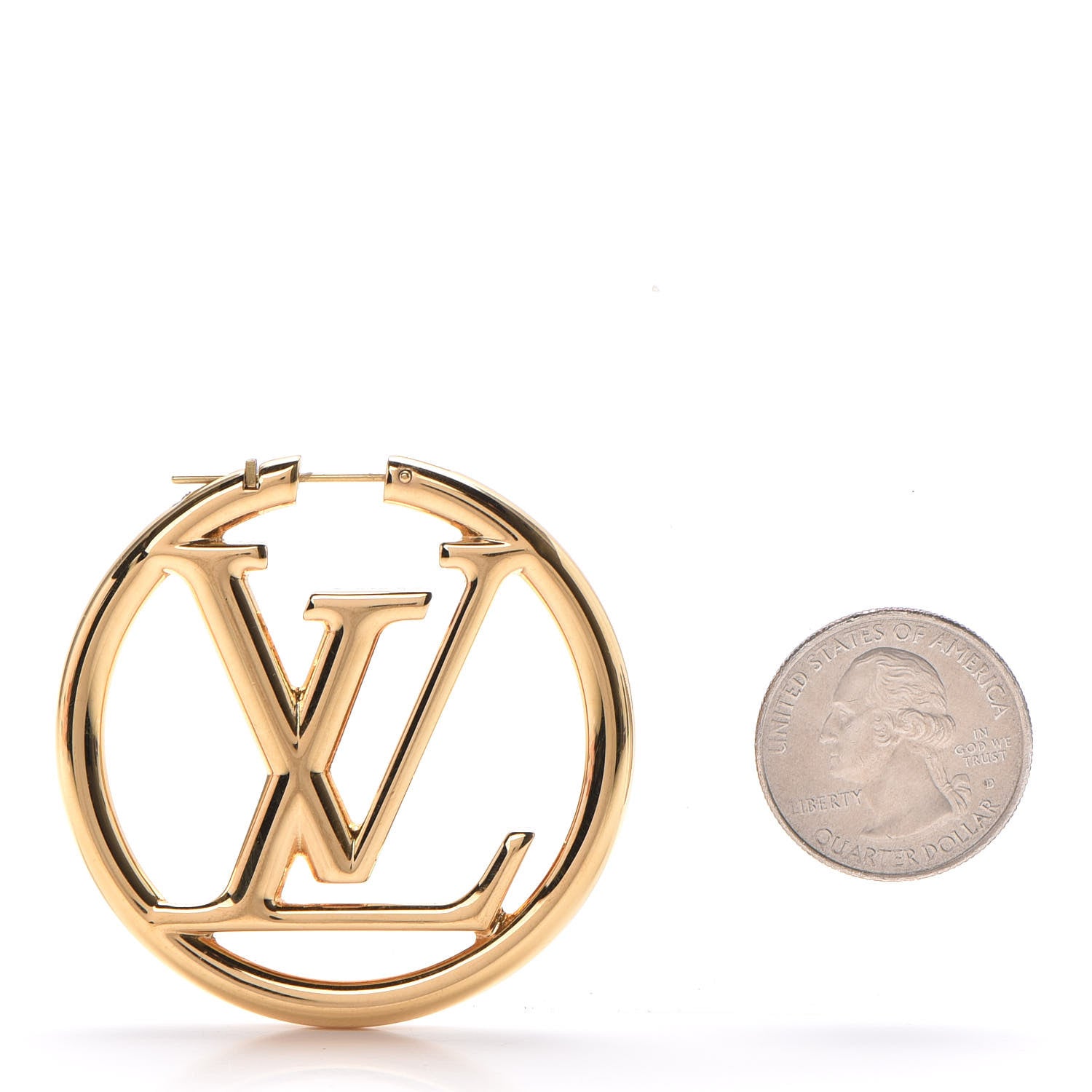 Louis Vuitton Metal Louise Hoop Earrings Gold 3 of 6