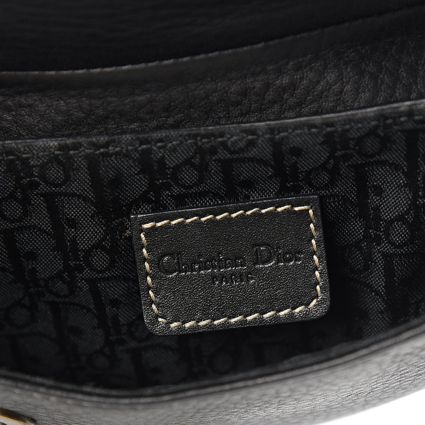 Grained Calfskin Saddle Belt Bag Black