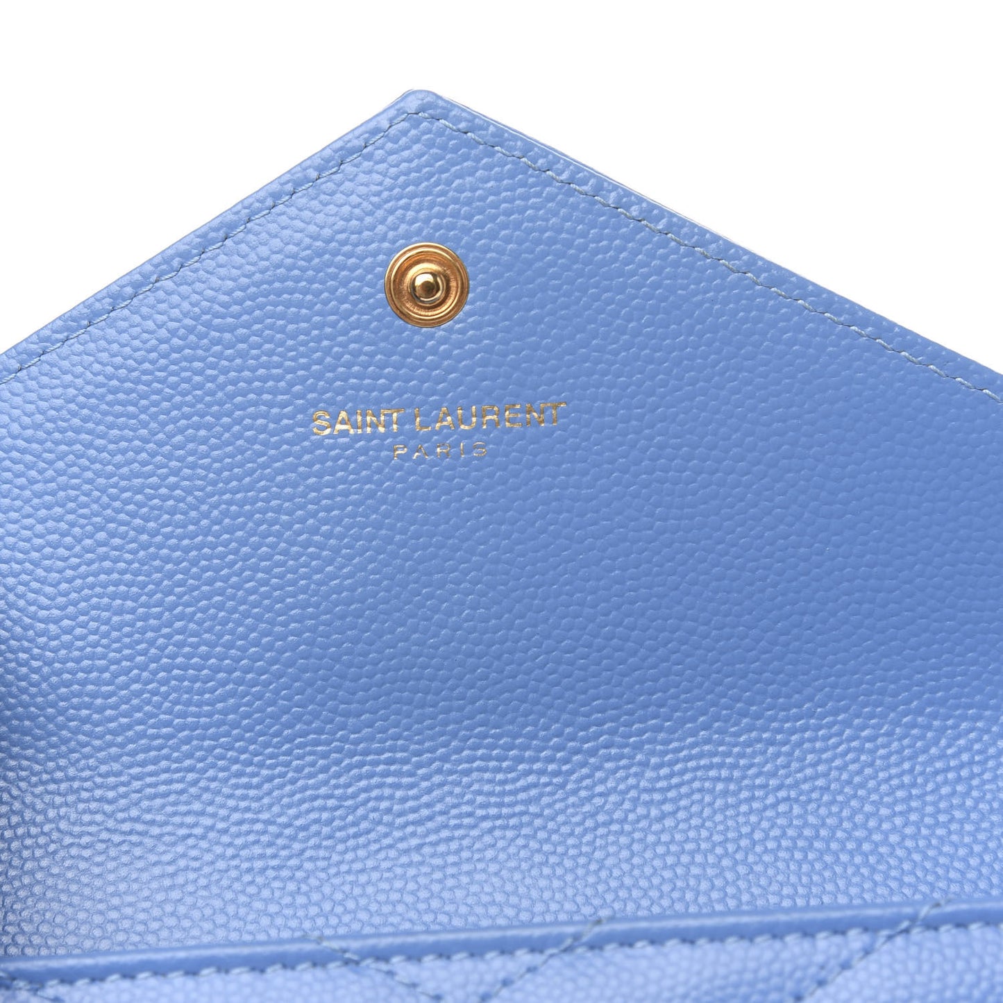 Grain de Poudre Matelasse Chevron Small Monogram Wallet Blue Clair