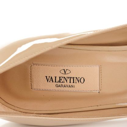Valentino Garavani Patent Couture Bow Peep Toe 30/125mm Platform Pumps 39.5 Beige 7 of 7