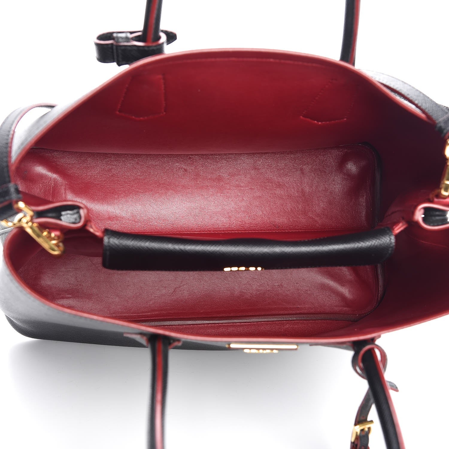 Prada Saffiano Cuir Large Double Bag Black Fuoco 5 of 21