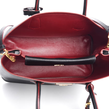 Prada Saffiano Cuir Large Double Bag Black Fuoco 5 of 21